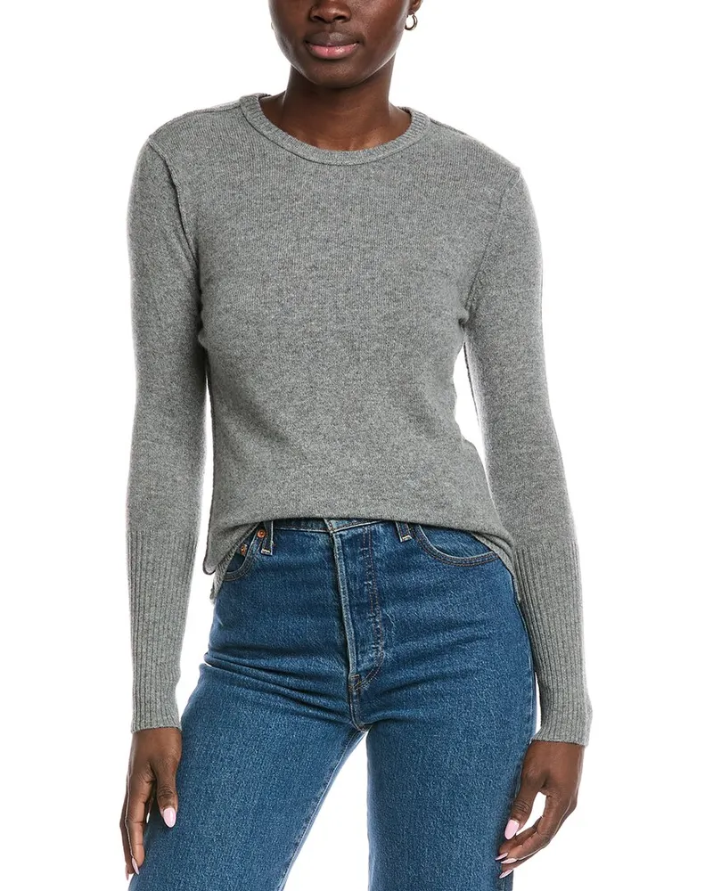 Autumn Cashmere Raw Edge Cashmere Sweater Grey