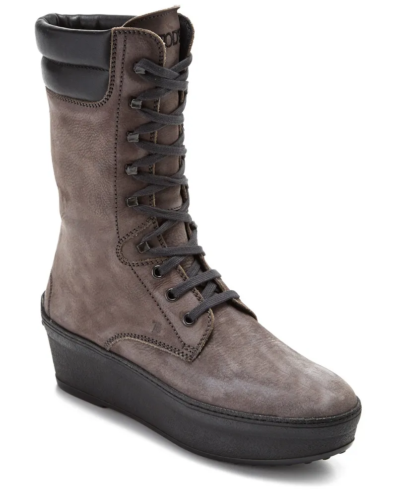 TOD'S Leather Platform Desert Boot Grey