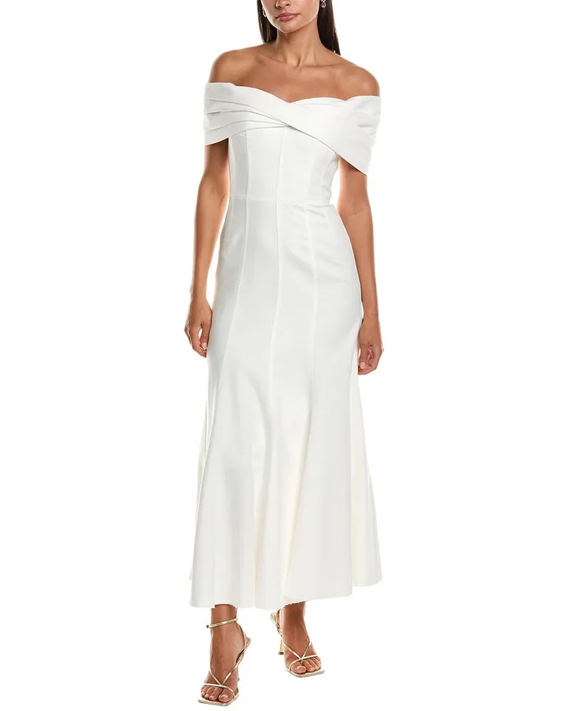 NICHOLAS Ariana Linen-Blend Midi Dres White