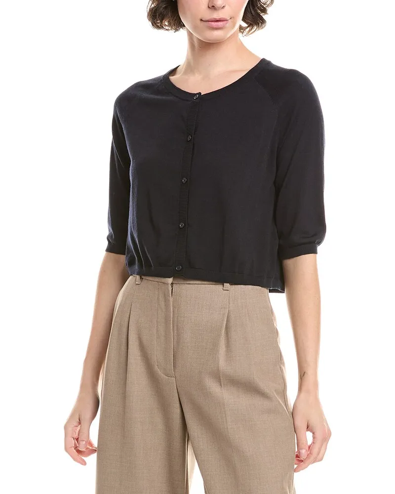 Max Mara S Max Mara Clima Wool Shoulder Wrap Cardigan Blue