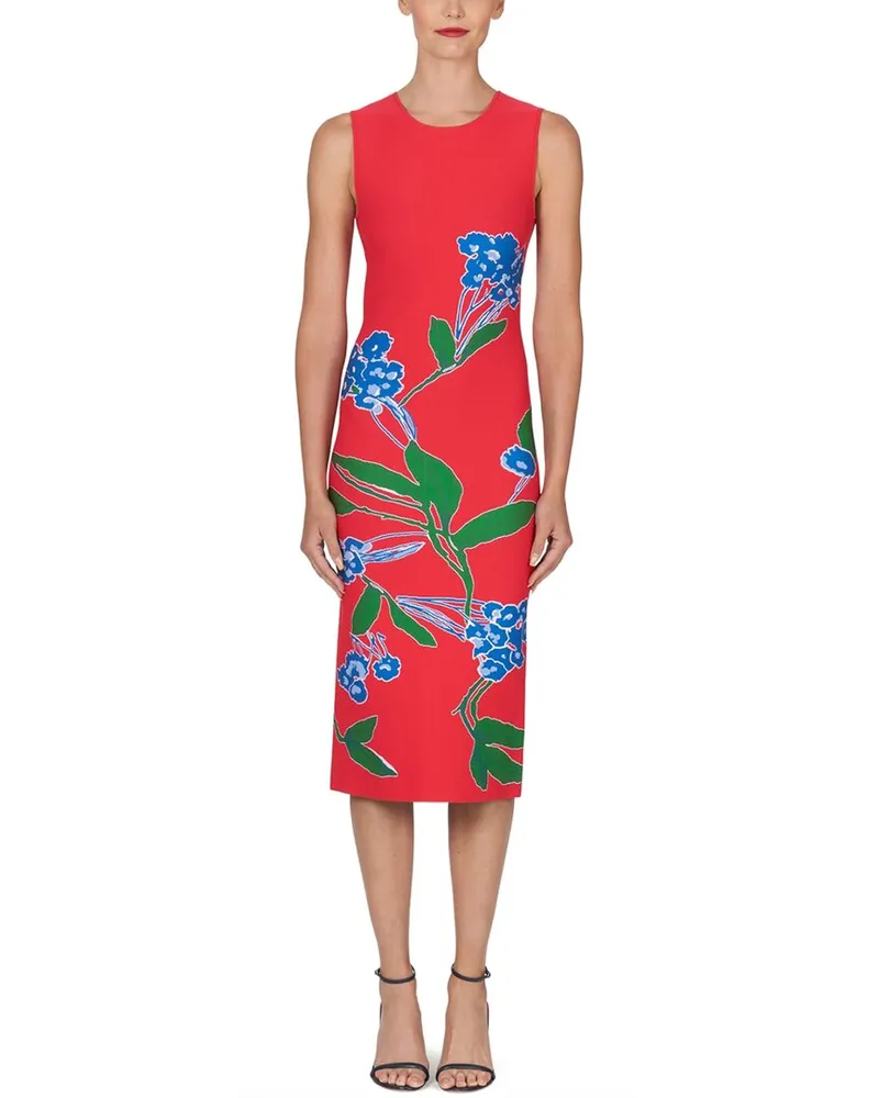 Carolina Herrera New York Knit Midi Dress Red