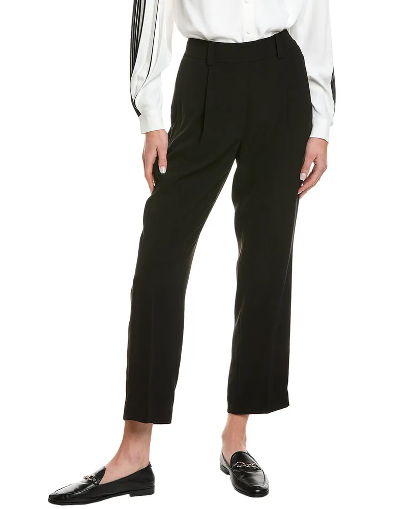 Elie Tahari Pleated Straight Leg Pant Black