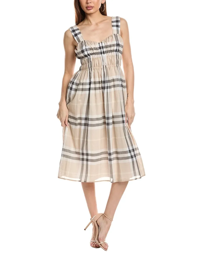 Burberry Smocked Midi Dress Nocolor