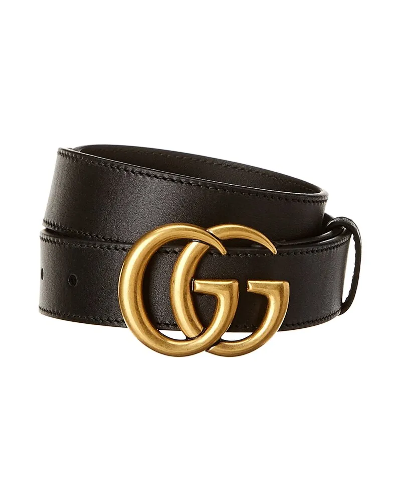 Gucci Interlocking G Buckle Leather Belt Black