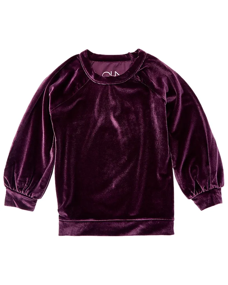 Chaser Stretch Velvet Blouson Sleeve Raglan Pullover Nocolor