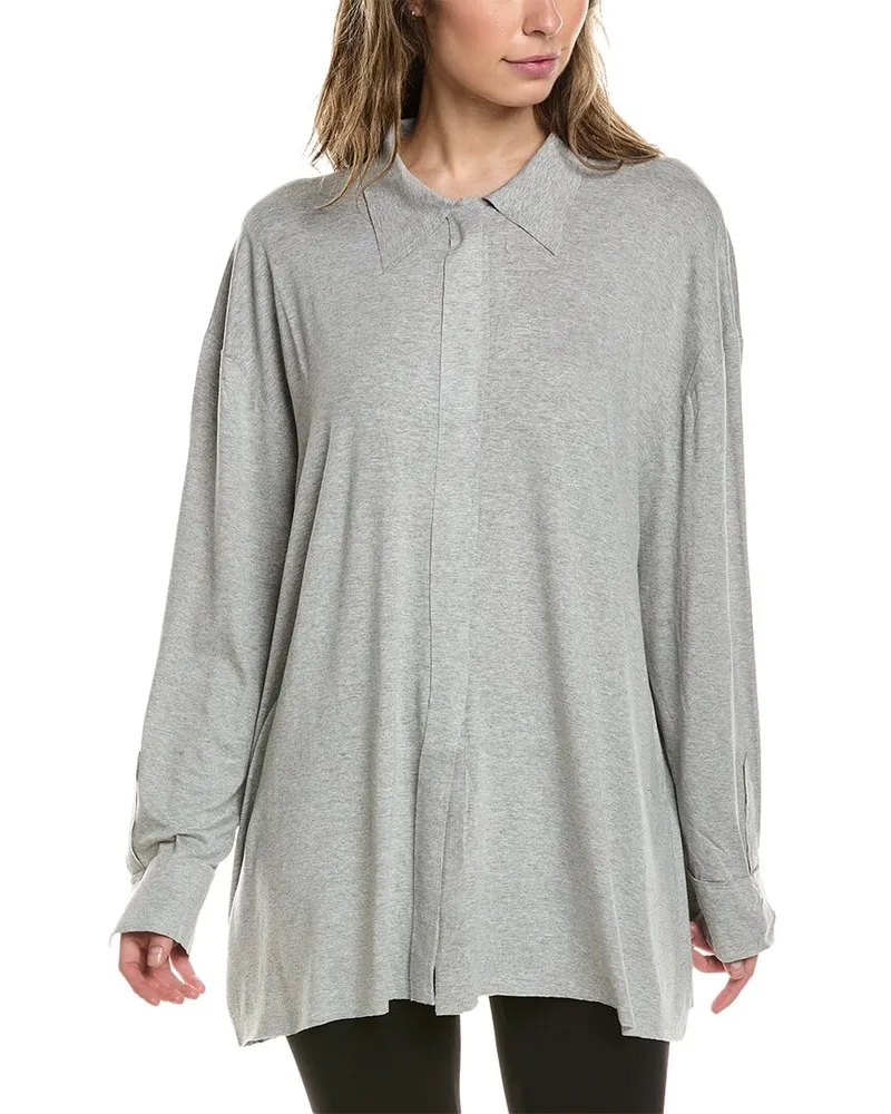 Norma Kamali Oversized Boyfriend Shirt Grey