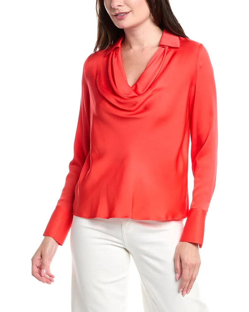 Elie Tahari The Ciaran Silk-Blend Blouse Red