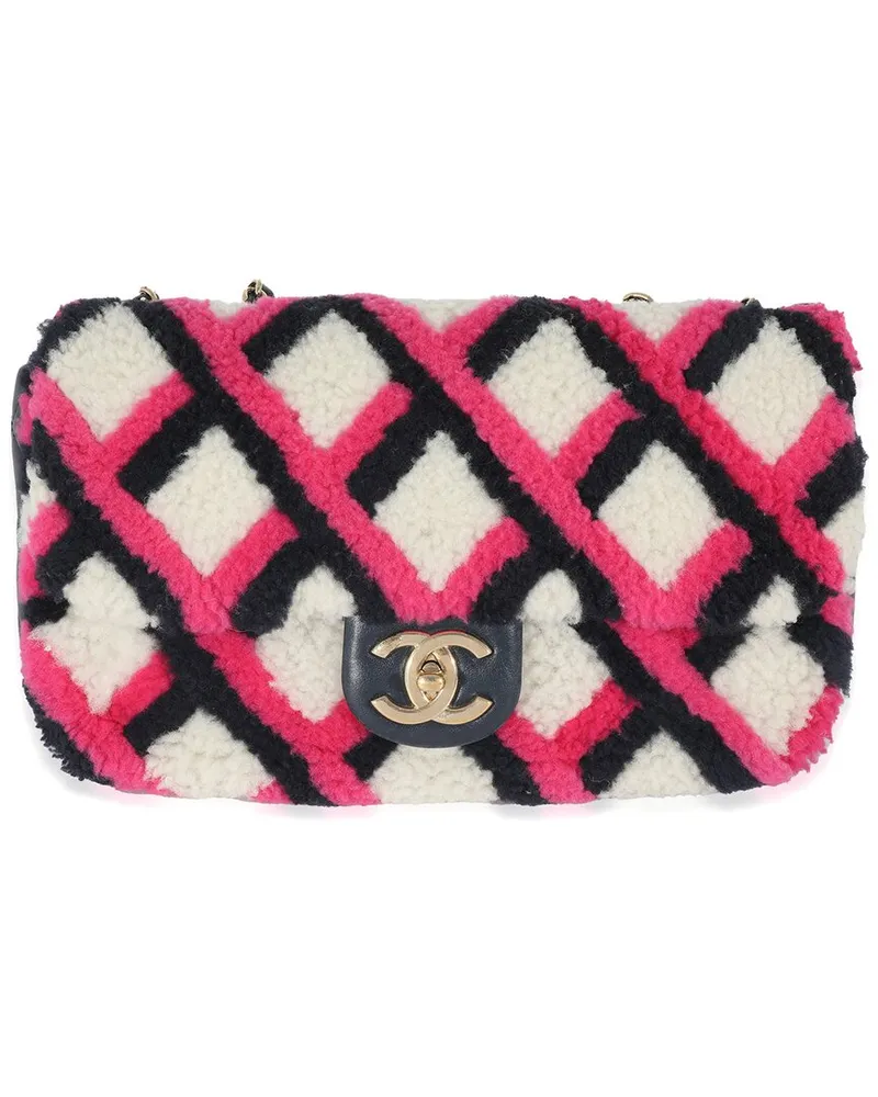 Chanel Multicolor Pink & White Shearling Emoticon Single Flap Bag (Authentic  Pre-Loved Nocolor