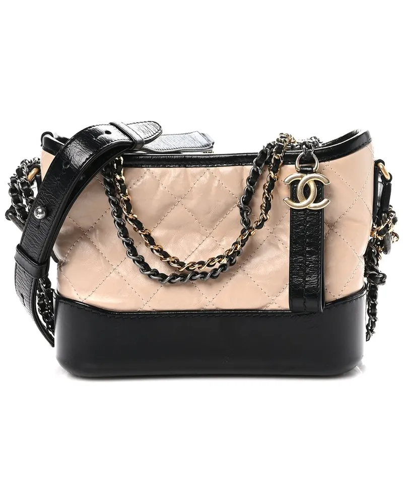 Chanel Beige Aged Calfskin Leather Aged Quilted Small Gabrielle Hobo  (Authentic Pre-Loved Nocolor