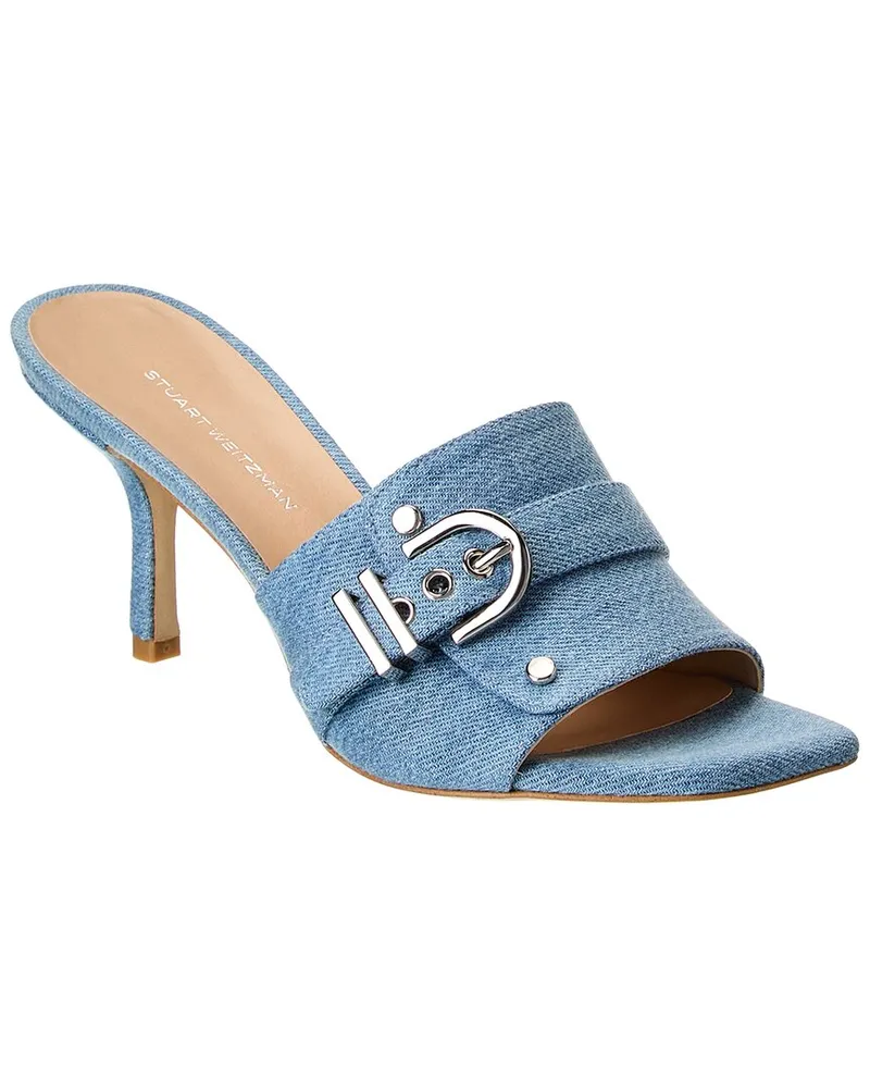 Stuart Weitzman Maverick Slide 75 Denim Sandal Blue