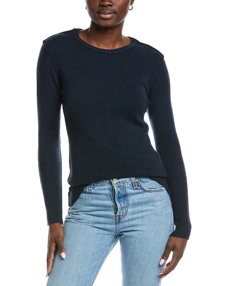 Autumn Cashmere Raw Edge Cashmere Sweater Blue