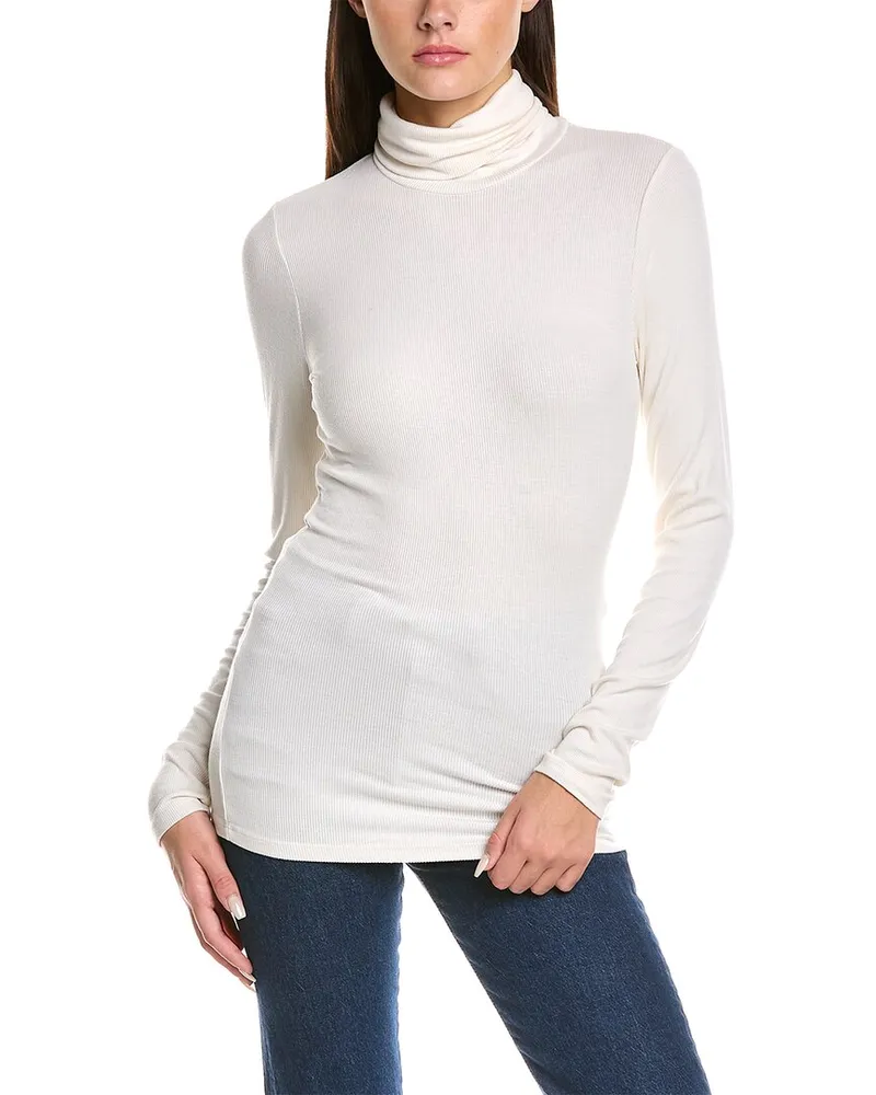 Michael Stars Gail Turtleneck Top White