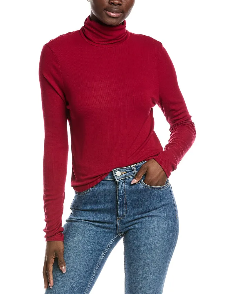Michael Stars Tara Cropped Turtleneck Top Red