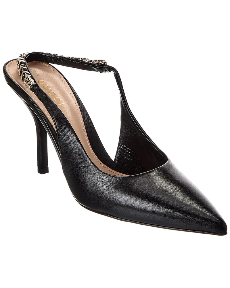 Gucci Signoria Leather Slingback Pump Black