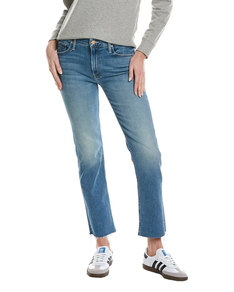 Mother The Mid-Rise Rider Flood Fray Monkey In The Middle Straight Leg Jean Blue