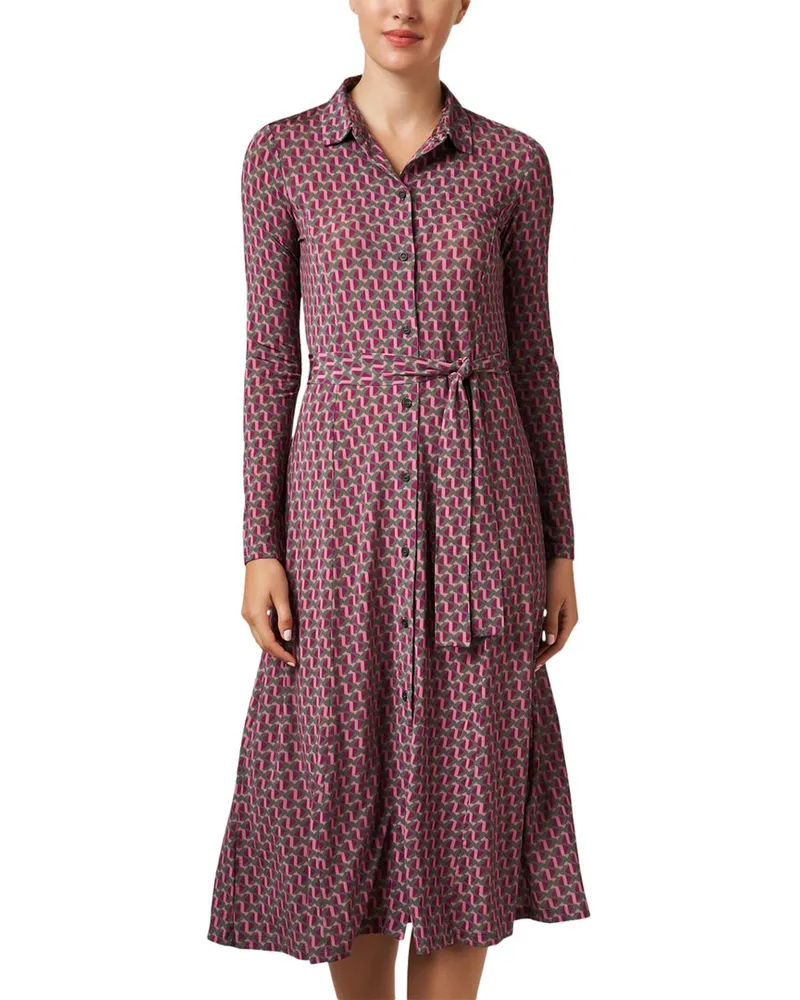 ROSSO35 Geometric Print Wool-Blend Shirtdress Nocolor