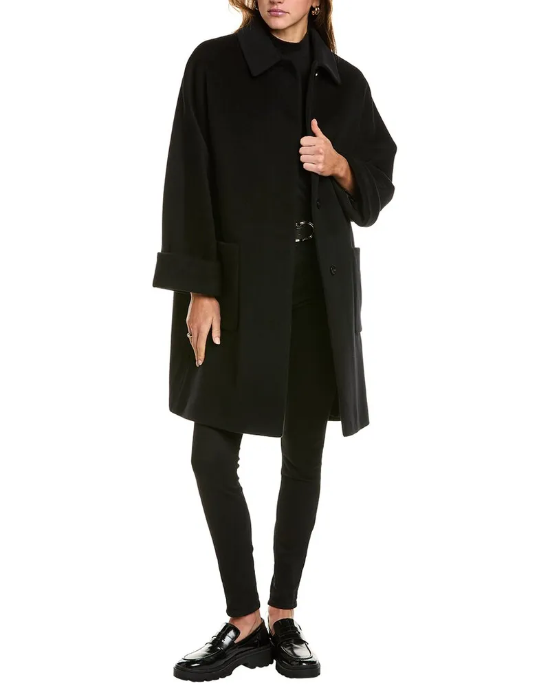 Cinzia Rocca Medium Wool & Cashmere-Blend Coat Black