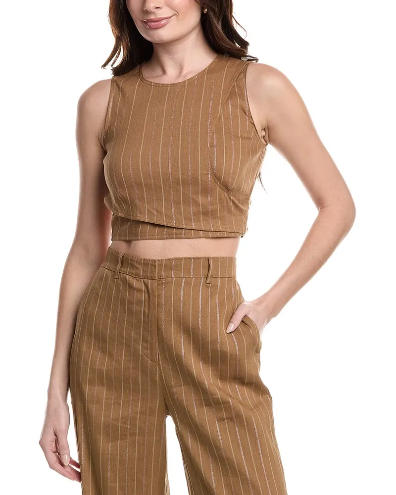MARELLA Cristin Linen-Blend Top Brown
