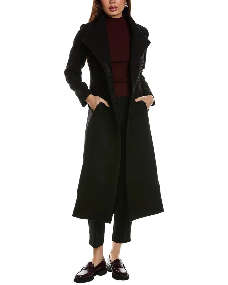 Reiss Mischa Wool-Blend Long Length Coat Black