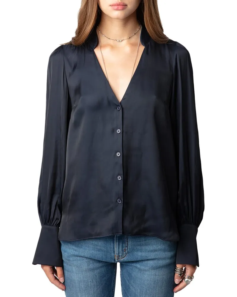 Zadig & Voltaire Tinous Satin Shirt Navy