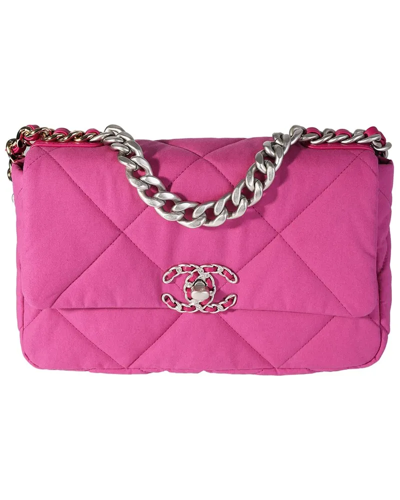 Chanel Pink Quilted Fabric Fu Medium 19 Flap Bag (Authentic Pre-Loved Nocolor