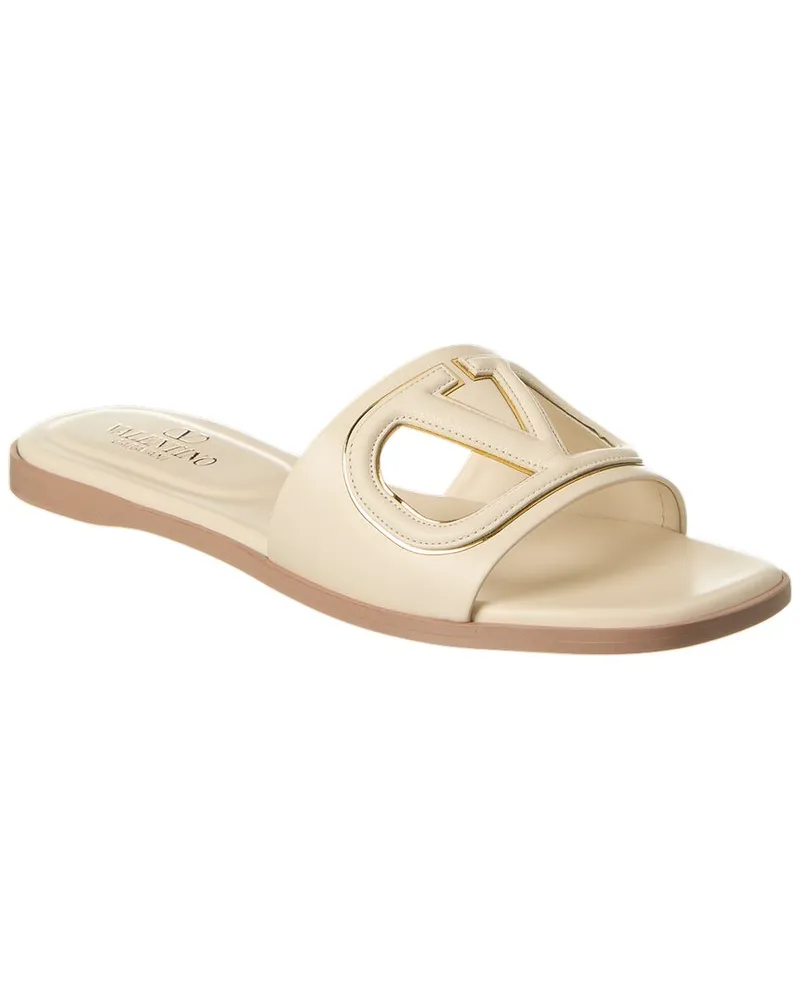 Valentino Garavani VLogo Cutout Leather Sandal White