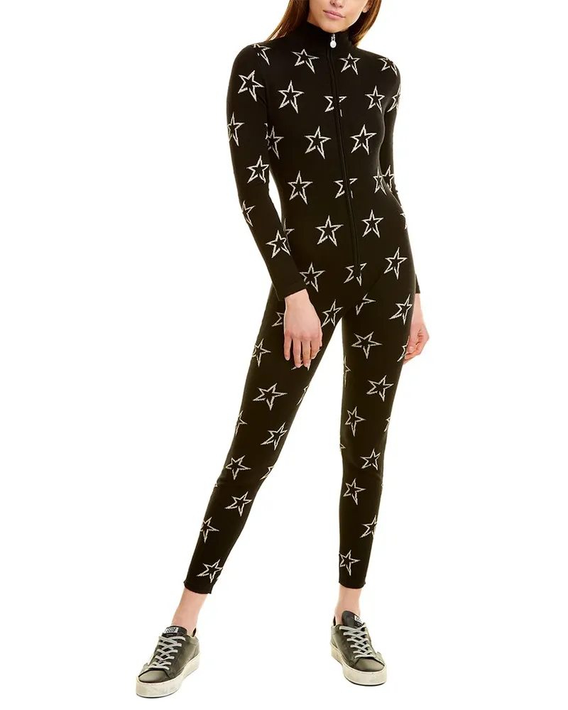 Perfect Moment Star Print Wool-Blend Ski Suit Black