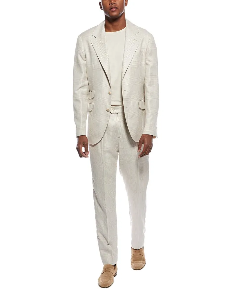 Brunello Cucinelli 2pc Wool, Linen, & Silk-Blend Suit with Pleated Pant Nocolor