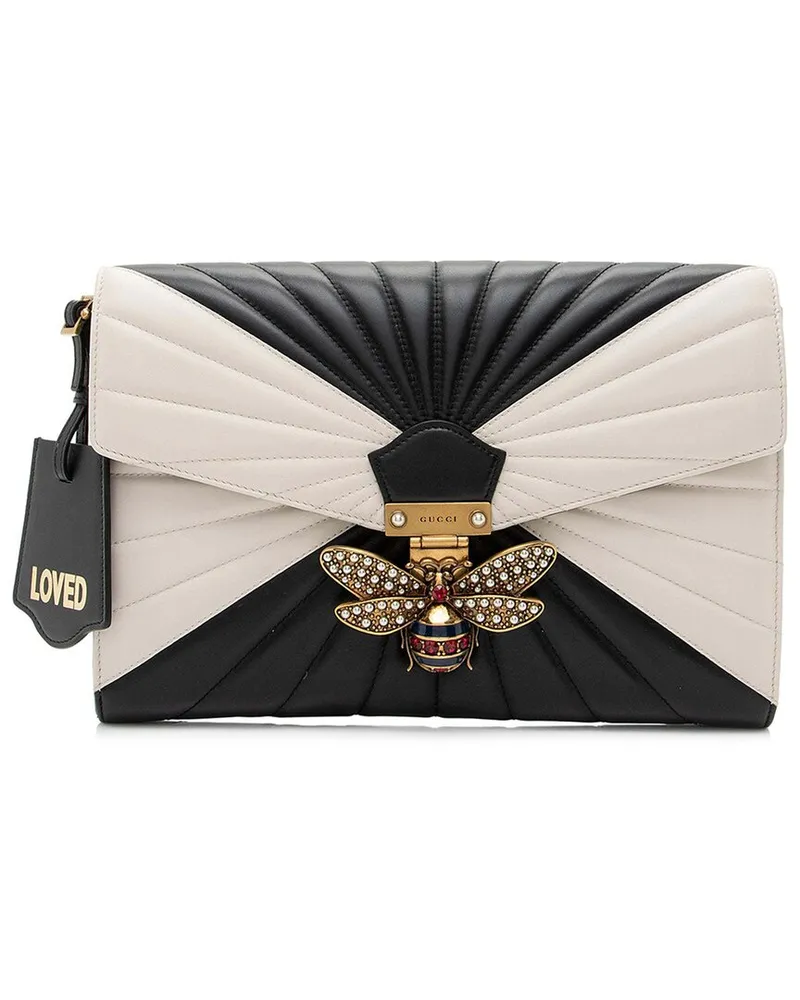 Gucci Black Quilted Leather Queen Margaret Bee Clutch (Authentic Pre-Loved Nocolor