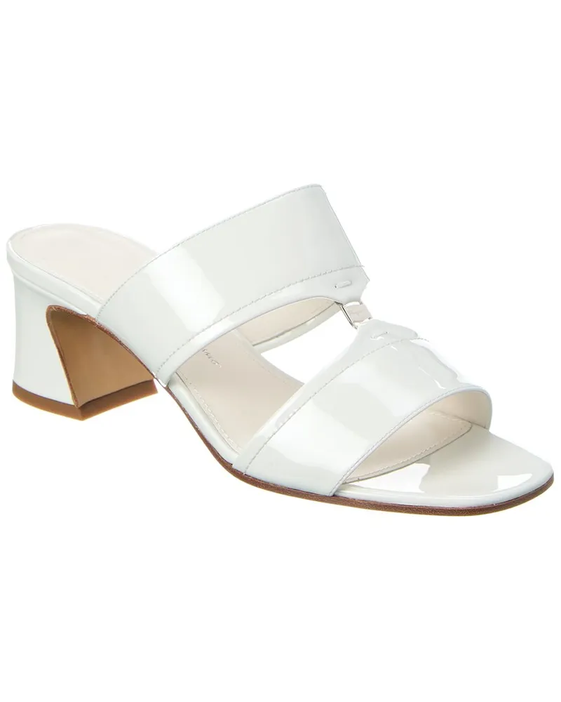 Ferragamo Tot Patent Sandal White