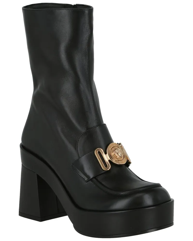 Versace Logo Leather Boot Nocolor