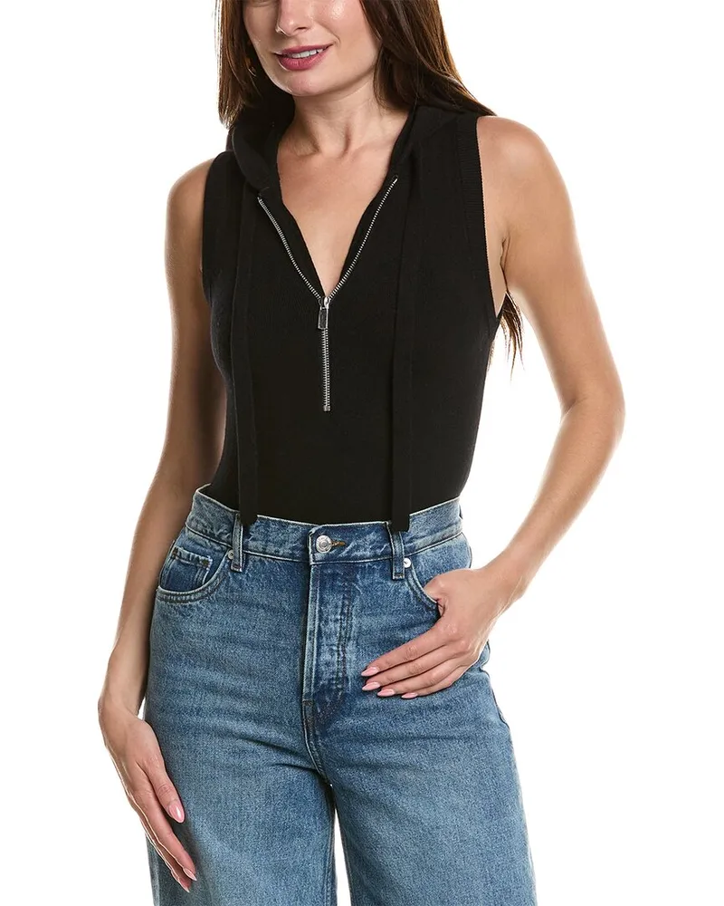 Michael Kors Cashmere-Blend Zip Bodysuit Black