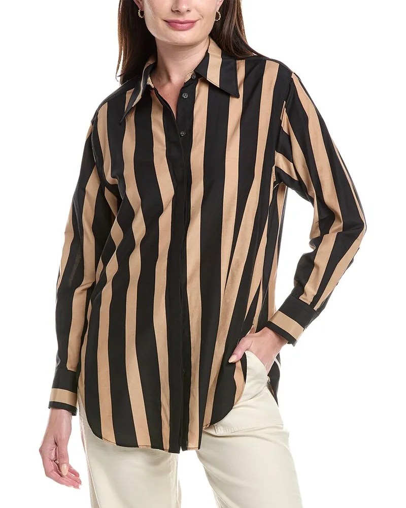 3.1 phillip lim Poplin Silk-Blend Top Black