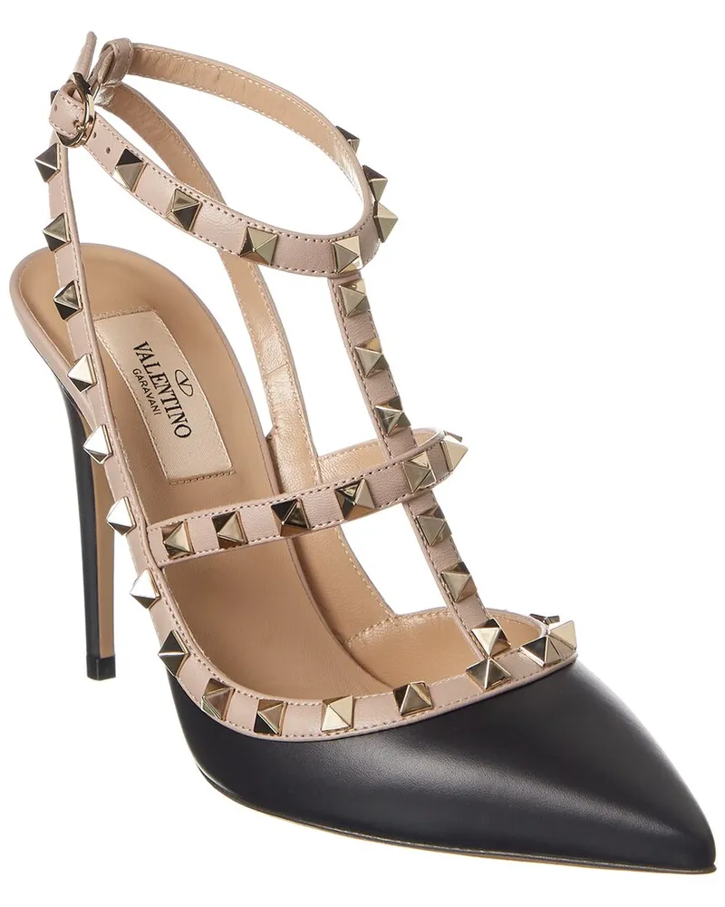 Valentino Garavani Rockstud Caged 100 Leather Pump Black