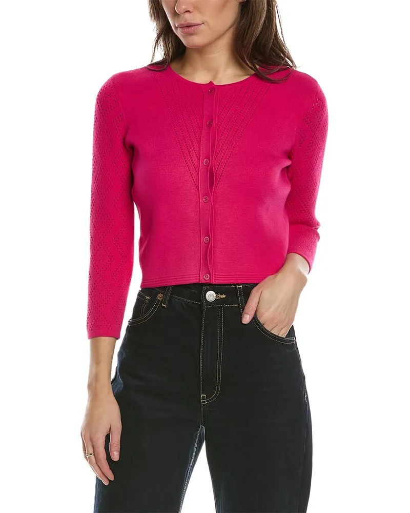 Carolina Herrera New York Pointelle Cardigan Red