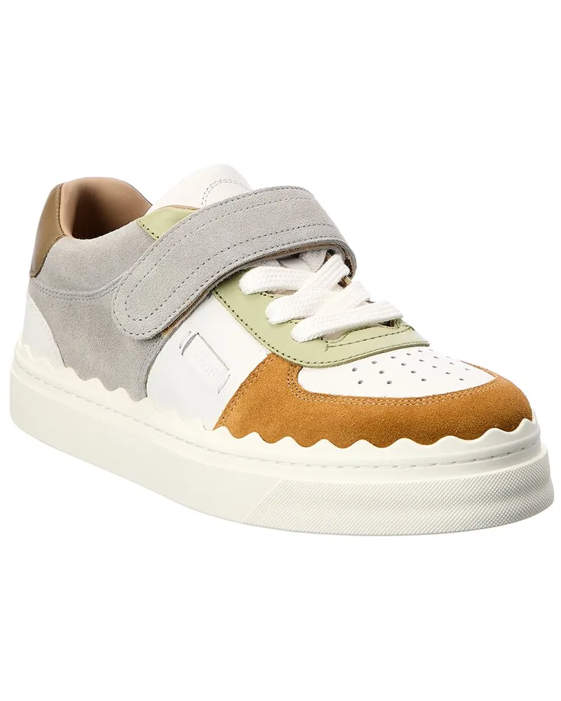Chloé Lauren Leather & Suede Sneaker White