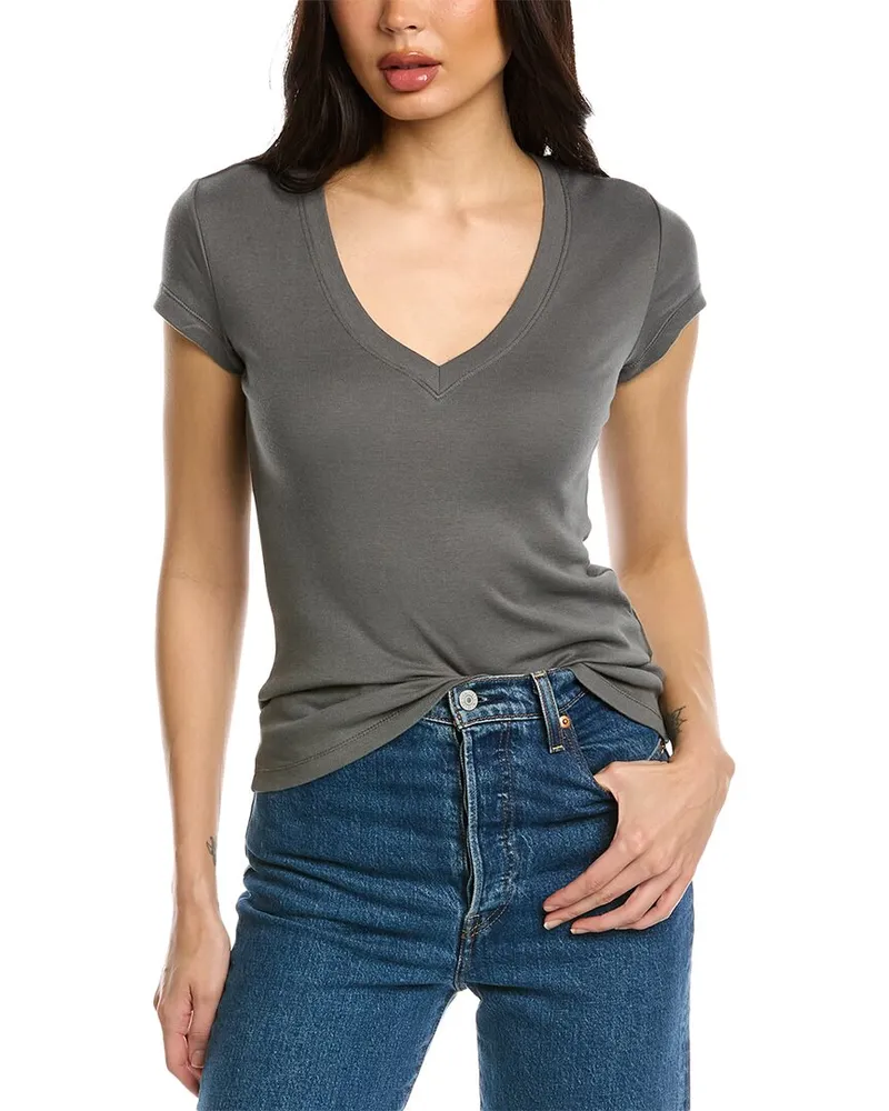 Splendid 1X1 V-Neck T-Shirt Brown