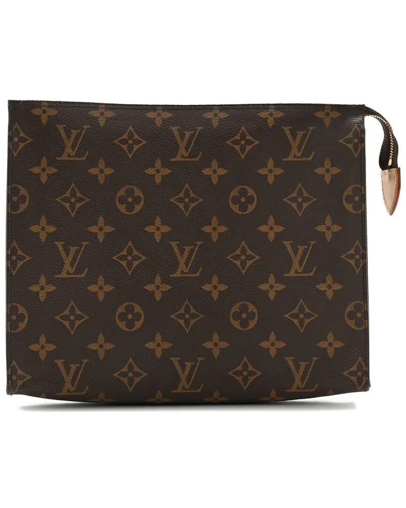 Louis Vuitton Brown Monogram Coated Canvas Toiletry Pouch 19 (Authentic Pre-Loved Nocolor