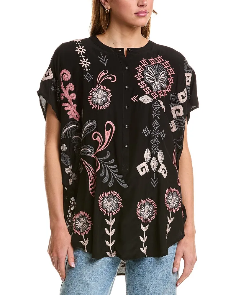 Johnny Was Silk Poncho Black