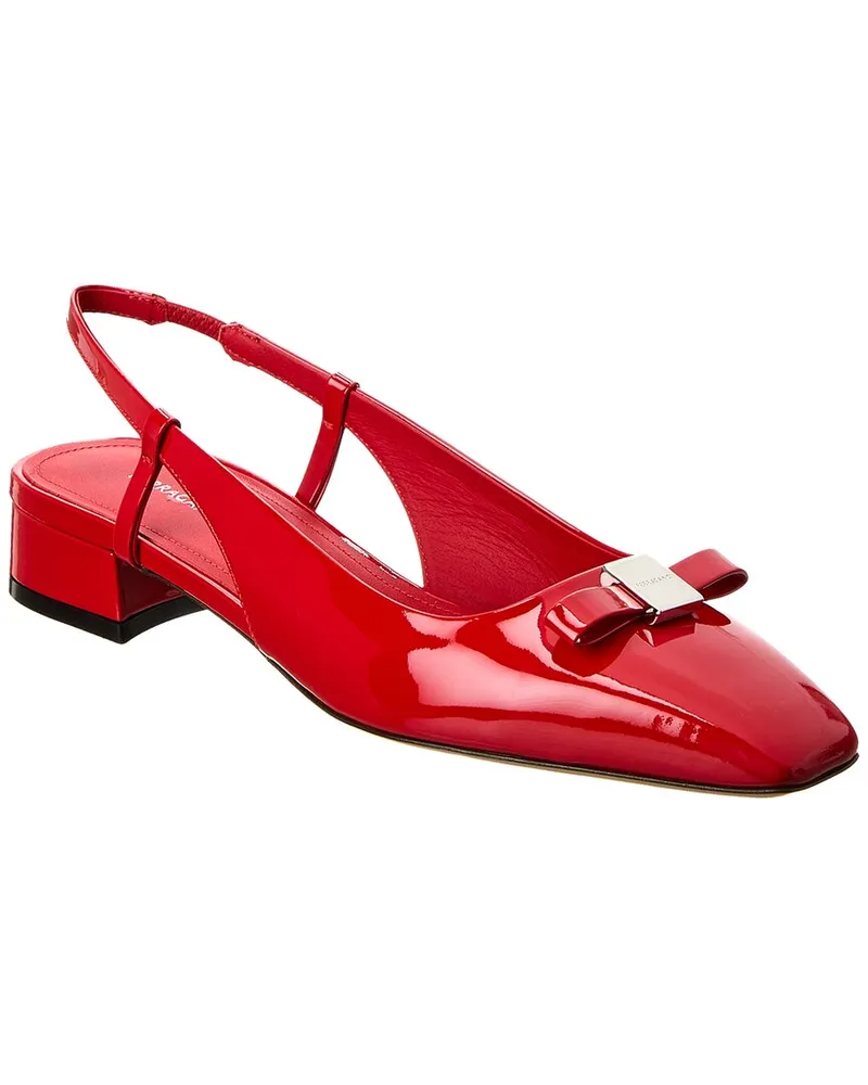 Ferragamo Marlina Patent Slingback Flat Red