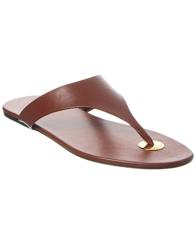 Saint Laurent Kouros Leather Sandal Brown