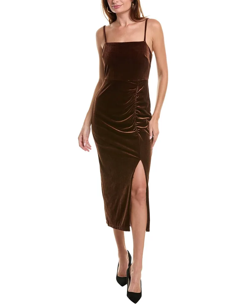 taylor Velvet Midi Dress Brown