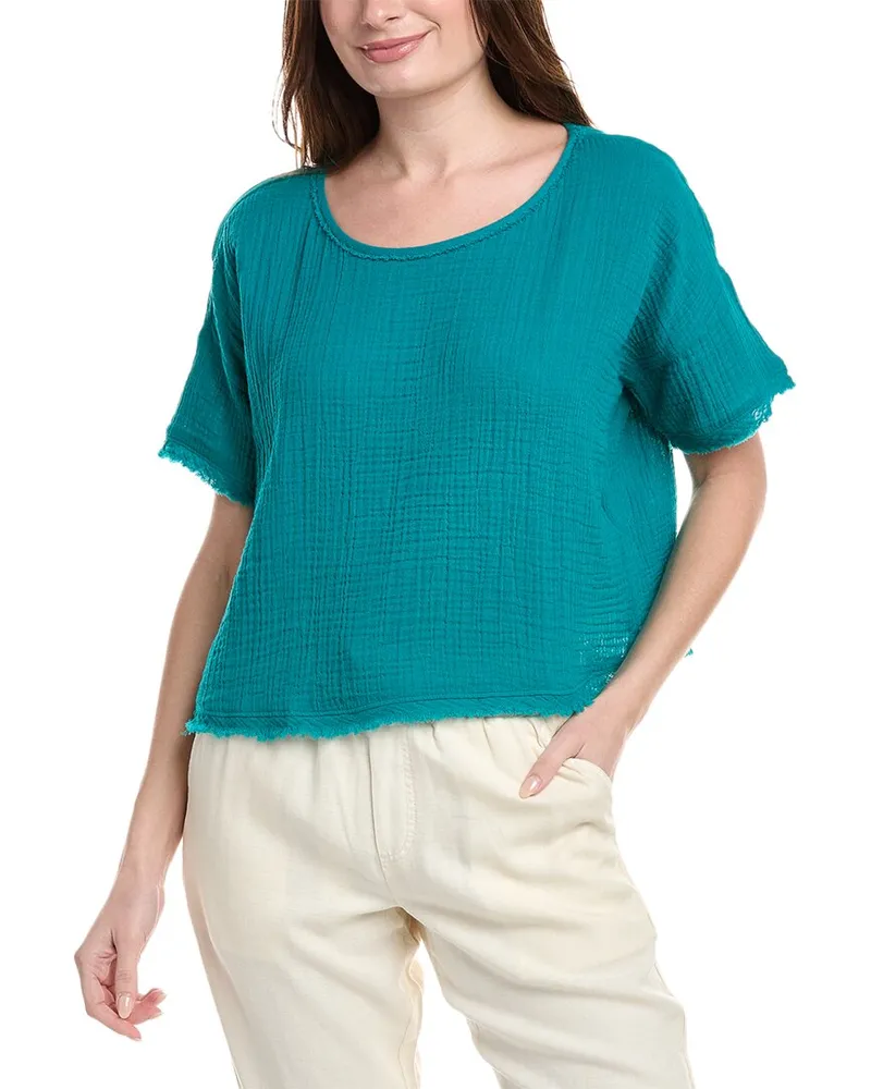 Eileen Fisher Boxy Gauze Top Green