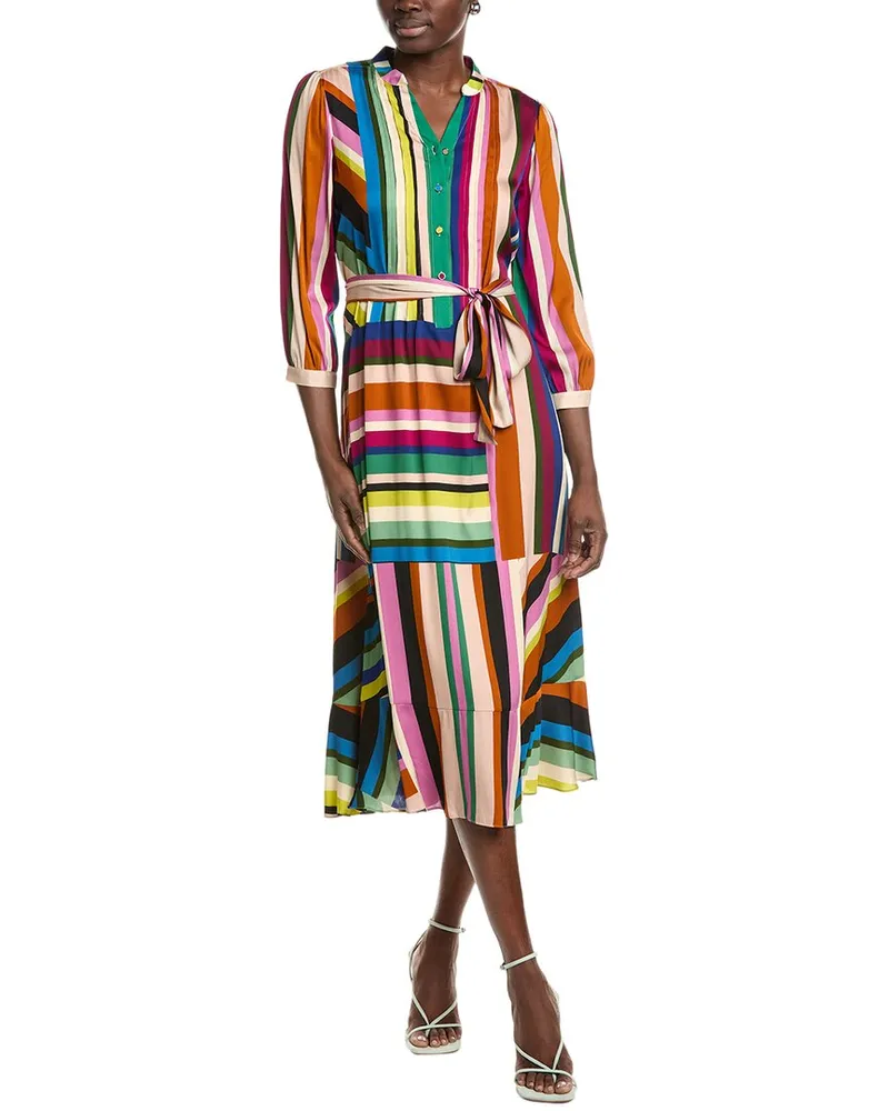 Elie Tahari The Mila Silk-Blend Shirtdress Green