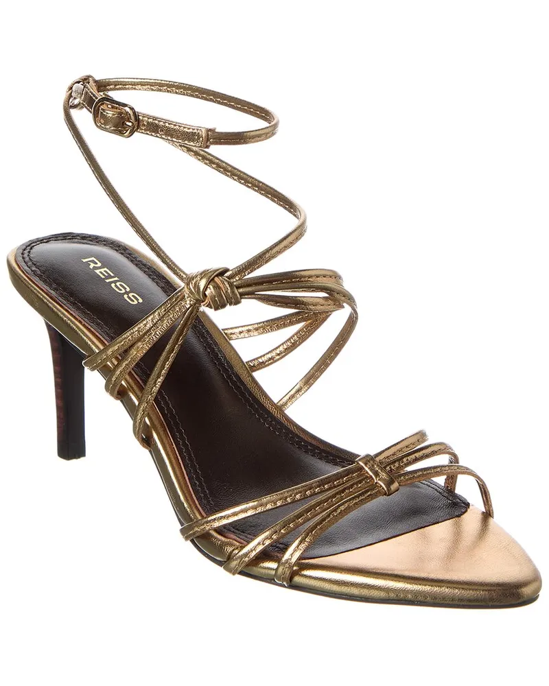 Reiss Georgina Leather Heeled Sandal Metallic