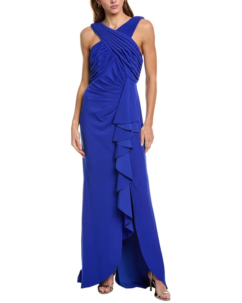 Tadashi Shoji Solid Gown Blue
