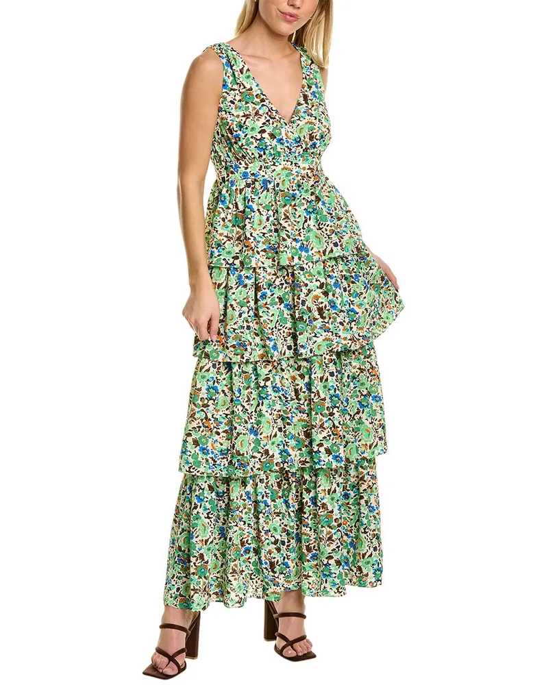 Traffic People Tiered Maxi Dress Green