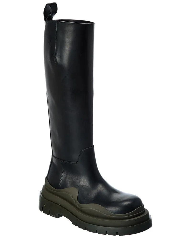 Bottega Veneta The Tire High Leather Boot Black