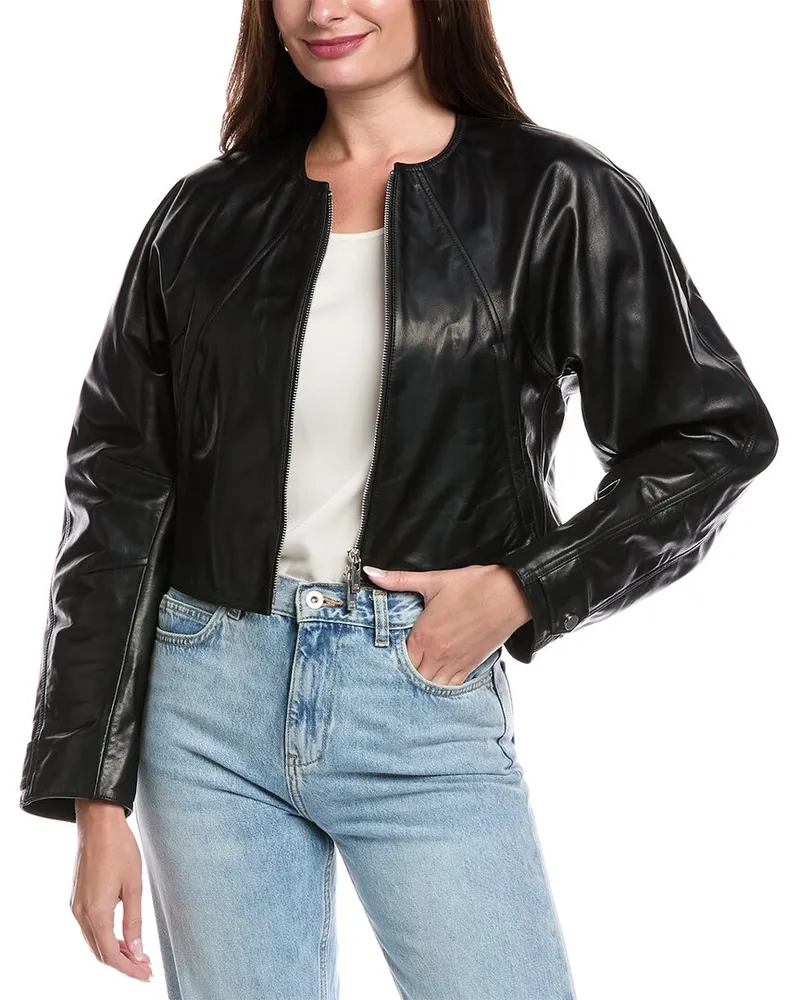 Helmut Lang Articulated Leather Biker Jacket Black