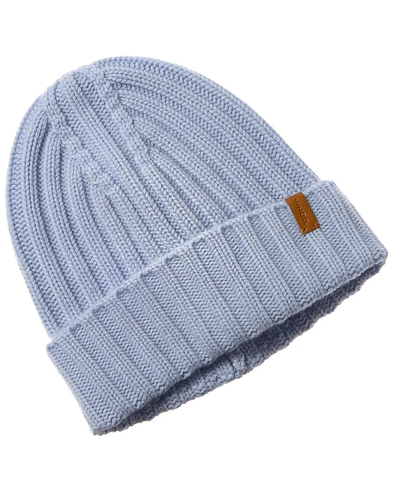 Vince Basic Chunky Rib Wool & Cashmere-Blend Beanie Blue